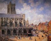 The Church of Saint-Jacques, Dieppe, Morning Sun - 卡米耶·毕沙罗